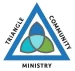 Logo with a blue triangle and three leafed shape with teal, blue, light blue and green areas and the words Triangle Community Ministry